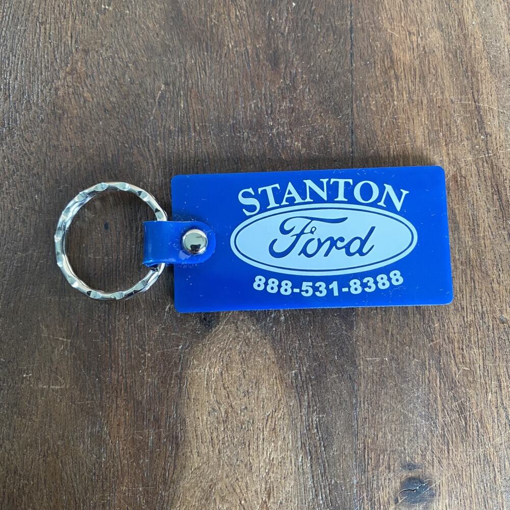 Ford Stanton Blue Rubber Keychain Key Ring Fob USA Vintage